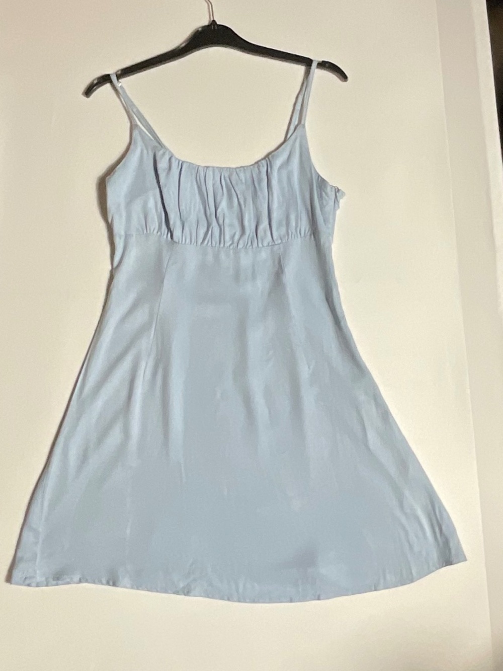 NWT Forever21 Baby Bleu Ruched Empire Waist Mini Dress Size Medium